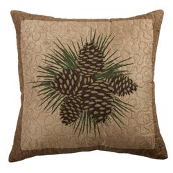 Antique Pine Cones Quilted Tailored Pillow Multi Warm 18 Square