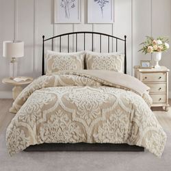 Sasha Chenille Mini Comforter Set Light Taupe