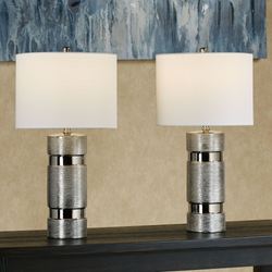 Lucano Table Lamp Pair Silver
