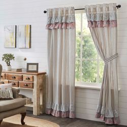 Kaila Ruffled Curtain Pair Multi Warm 80 x 84