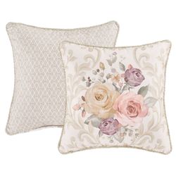 Chardonnay Reversible Floral Pillow Ivory 16 Square