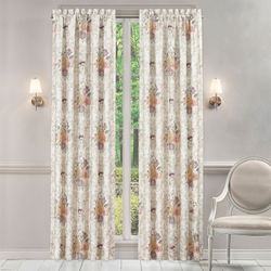 Chardonnay Lined Floral Curtain Pair Ivory 82 x 84