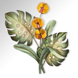Tropical Florals Orchid Spray Wall Art Green