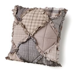 Smoky Mountain Plaid Patchwork Pillow Dark Gray 18 Square