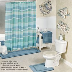Ocean Tides II Shower Curtain Cerulean Blue 72 x 72