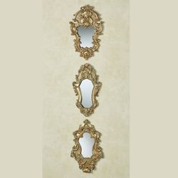 Lattice Scroll Accent Wall Mirrors Autumn Gold Set of Three