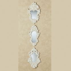 Lattice Scroll Accent Wall Mirrors Antique White Set of Three