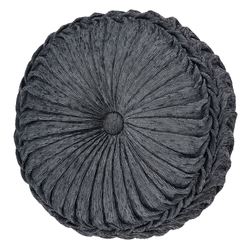 Woodhaven Shirred Tufted Pillow Dark Gray Round