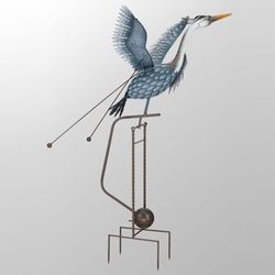 Kinetic Rocking Heron Sculpture Gray