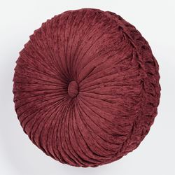 Tosca Pleated Tufted Pillow Burgundy Round