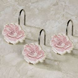 Dublin Rose II Shower Hooks Ecru 12 Piece Set