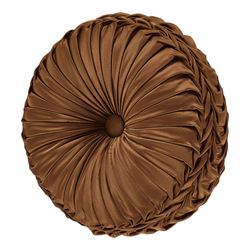 Surano II Pleated Tufted Pillow Chocolate Round