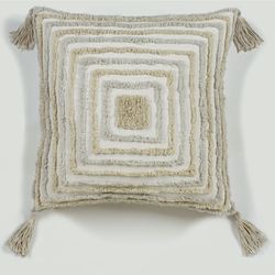 Serenta Tasseled Pillow Ecru 18 Square