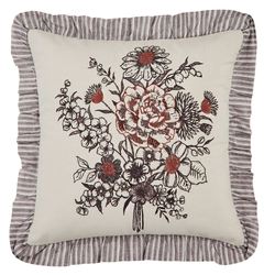 Florette Embroidered Ruffled Pillow Brown 18 Square