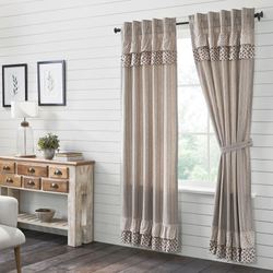 Florette Ruffled Curtain Pair Brown 80 x 84