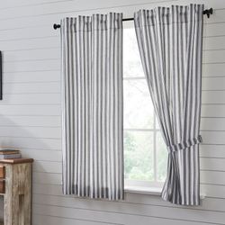 Sawyer Mill Black Striped Curtain Pair 72 x 63