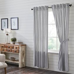 Sawyer Mill Black Striped Curtain Pair 80 x 84