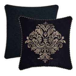 Savoy Reversible Embroidered Pillow Black 20 Square