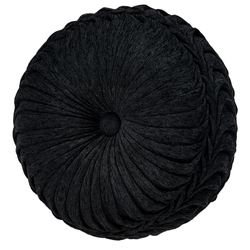 Savoy Pleated Tufted Pillow Black Round