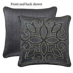 Deco II Embroidered Pillow Charcoal 18 Square