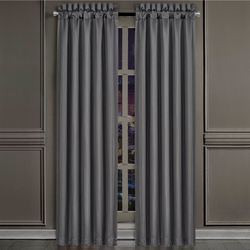 Deco II Wide Tailored Curtain Pair Charcoal 100 x 84