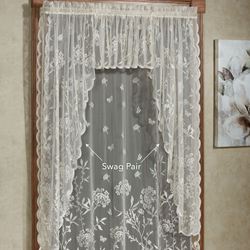 Summerfield Lace Long Swag Valance Pair Ecru 72 x 63