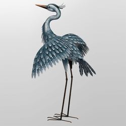 Grand Blue Heron Wings Out Sculpture