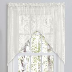 Springtime Butterfly Lace Swag Valance Pair 52 x 36