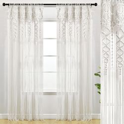 Macrame Sheer Fringed Curtain Panel