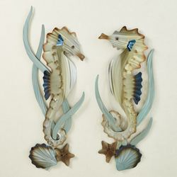 Seahorse with Shells Wall Art Multi Metallic
