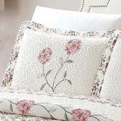 Carnation Rose Quilted Sham Ivory Standard