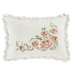 Estelle II Embroidered Ruffled Rectangle Pillow Peach