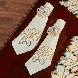 Winter Poinsettia Napkins Ivory Set of Four