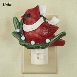 Cardinal with Mistletoe Nightlight Red