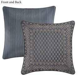 Leah Reversible Piped Pillow Blue 18 Square