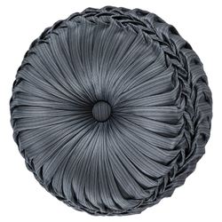 Leah Pleated Tufted Pillow Blue Round