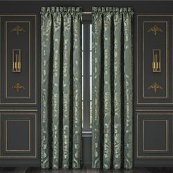 Santino Wide Tailored Curtain Pair Dark Green