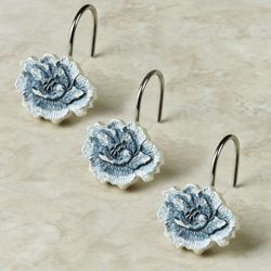 Dublin Rose Shower Hooks Blue 12 Piece Set