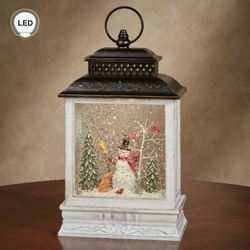 Swirl Snowman and Friends LED Lantern Antique White