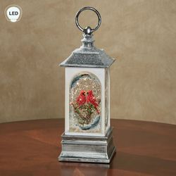 Swirl LED Cardinal Lantern Aged Silver