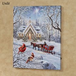 A Christmas Journey Lighted Canvas Wall Art Blue