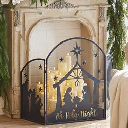 Nativity Fireplace Screen Black
