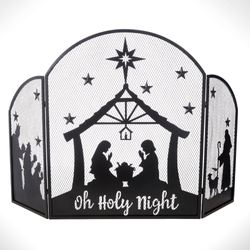 Nativity Fireplace Screen Black