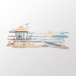 Lifeguard Station Beach Wall Art Sculpture Multi Pastel