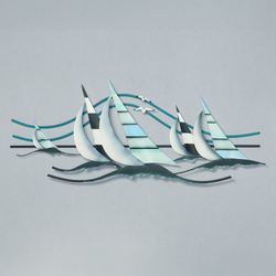 Ride the Wind Sailboats Wall Art Sculpture Blue