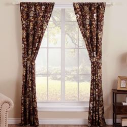 Audrey II Tailored Curtain Pair Chocolate 84 x 84
