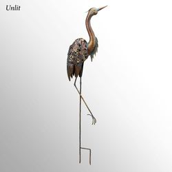Heron at Night Solar Sculpture Copper