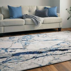Crew Rectangle Rug Ivory/Blue