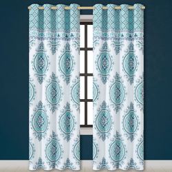 Afton Wide Grommet Curtain Pair Multi Cool 100 x 84