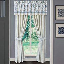 Blue Garden Wide Embroidered Curtain Pair Ivory